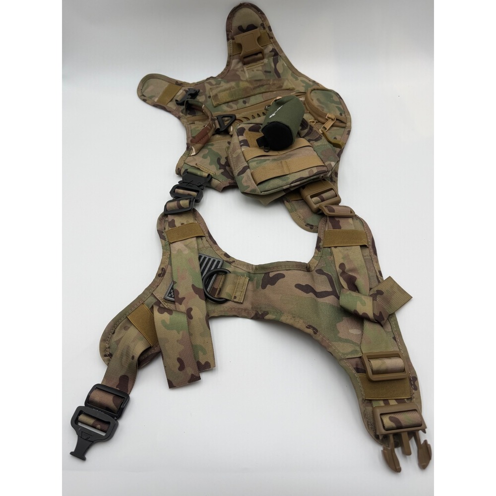 Tactical Dog Harness Multicam Camo Vest with Molle Pouches Large